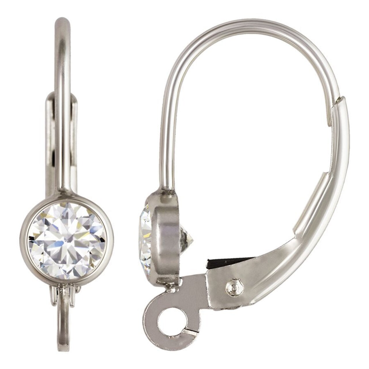 Lever Back Earring with 4mm Cubic Zirconia Stone Sterling Silver DIY Earrings with Open Jump Ring(1 Pair of Earrings)